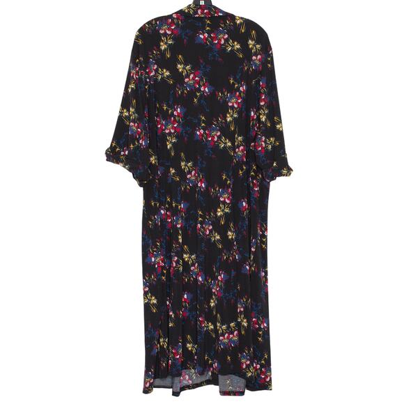 Woman Within Shirtdress Minimalist Feminine Retro Boho Classic Floral Black 3X - Picture 2 of 6